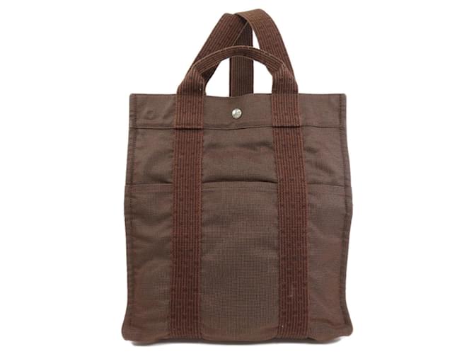 Sac fourre-tout en toile Her Line d'Hermès Marron  ref.1546396