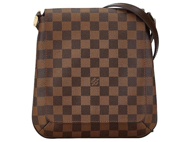 Sac à bandoulière long Louis Vuitton Damier Musette Salsa Cuir Plastique Marron Damier ebène  ref.1546426