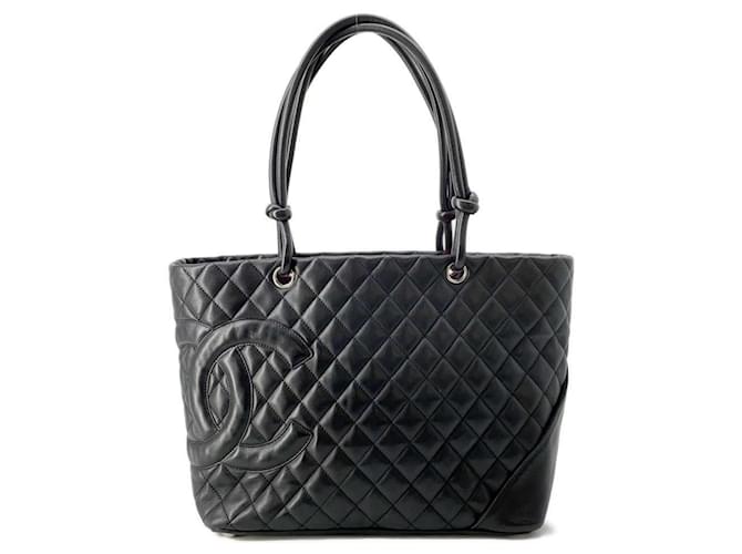 Chanel Cambon Line Large Tote Bag Black Leather  ref.1546443