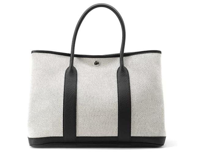 Garden Hermès Bolsa Tote Hermes Jardim TPM Preto Couro Pano  ref.1546454