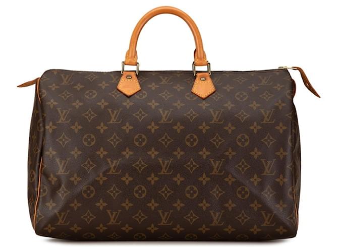 Louis Vuitton Monogram Speedy 40 Handtasche Braun Leder Kunststoff  ref.1546466