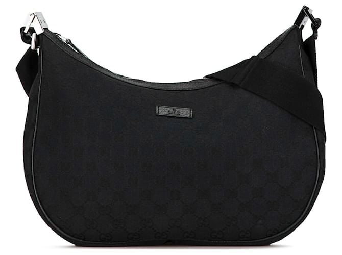 Gucci Schwarze GG Canvas Umhängetasche Kalbähnliches Kalb Tuch  ref.1546522