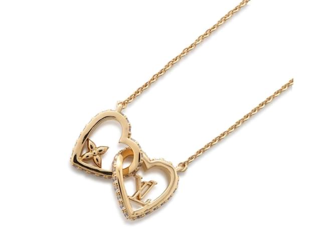 Louis Vuitton My LV Love Rhinestone Heart Necklace Golden