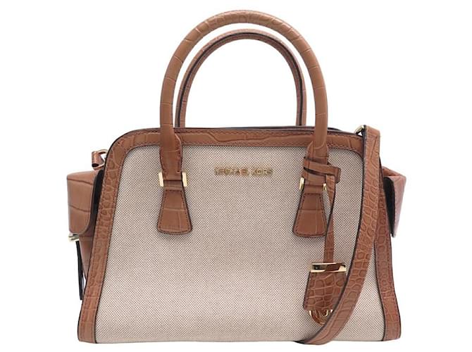 SAC A MAIN MICHAEL KORS HARPER 30T5GRPS2 TOILE ET CUIR FACON CROCO HAND BAG Bordeaux  ref.1546848