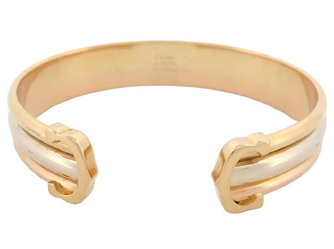 VINTAGE CARTIER DOUBLE C BRACELET 3 GOLD 18K 29.7GR SIZE 19 TRIPLE GOLD BANGLE Yellow gold  ref.1546861