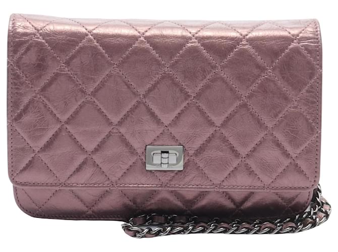 Wallet On Chain Chanel Portefeuille Sur Chaîne Cuir Rose  ref.1546962