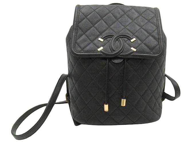 Chanel CC Filigrane Cuir Noir  ref.1547042