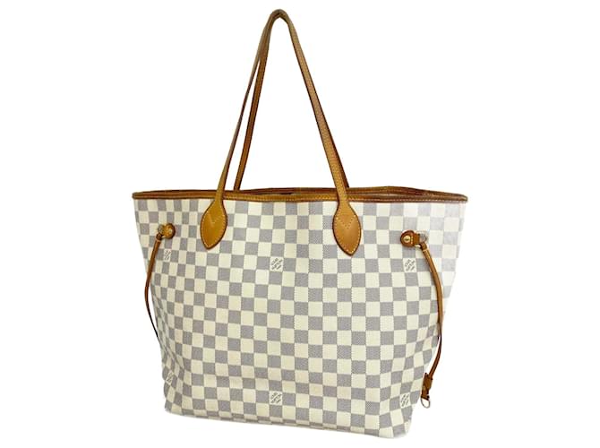 Sac tote Neverfull MM Damier Azur de Louis Vuitton Blanc  ref.1547213