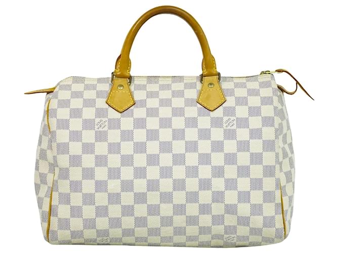 Louis Vuitton Speedy 30 Blanco Lienzo  ref.1547316