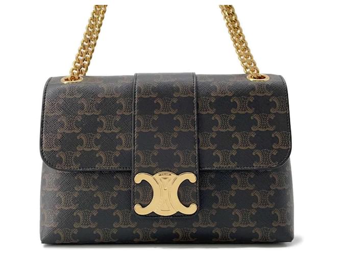 直営店‐CELINE‐ Chain Shoulder Bags CHAIN SHOULDER BAG CLAUDE WITH STRASS CLOSURE in shiny