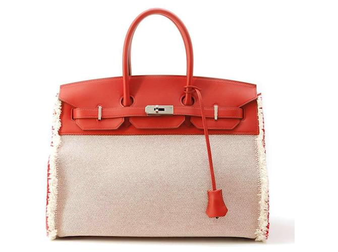 Hermès Sac à main Hermes Birkin 35 Fray Rouge Coeur Swift Cuir  ref.1547424