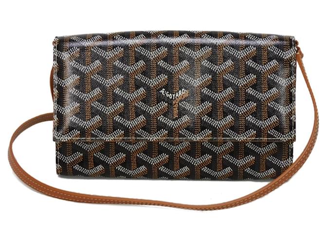 Pochette Varenne Goyard Cuir Toile Marron Noir  ref.1547463