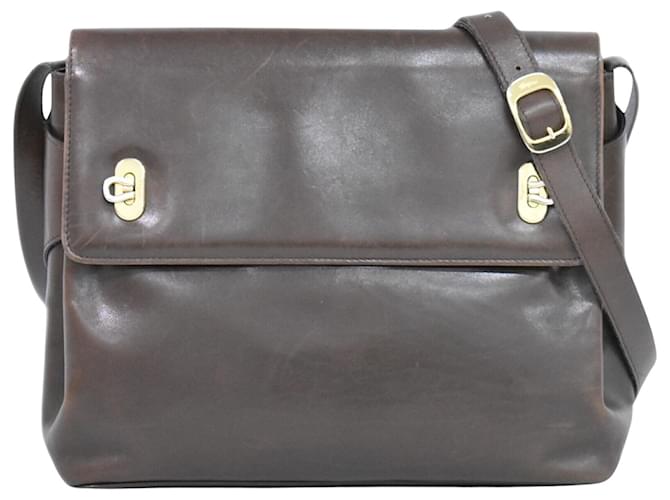 Salvatore Ferragamo Gancini Brown Leather  ref.1547528