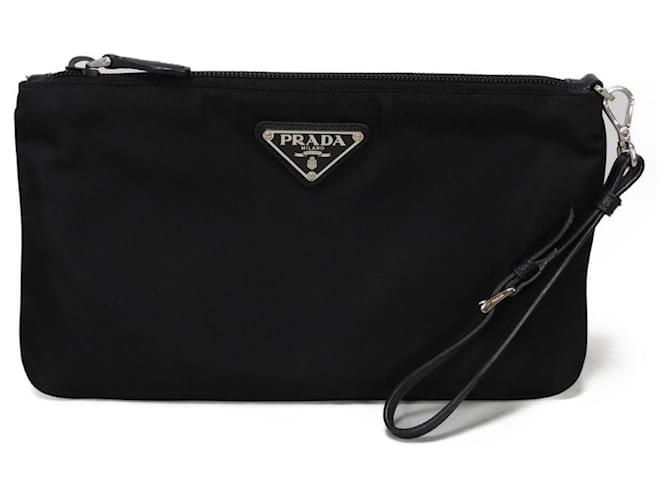 Prada Tessuto Pouch Clutch Bag Black Nylon  ref.1547625