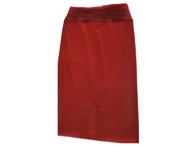 Saia La Perla Vermelha de Tule e Cetim de Seda Vermelho