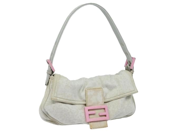 Borsa a spalla FENDI Mamma Baguette in nylon grigio Auth ac3139 Marrone  ref.1547949