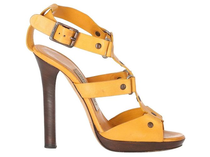 Sandali in pelle senape Jimmy Choo - Anni 2000