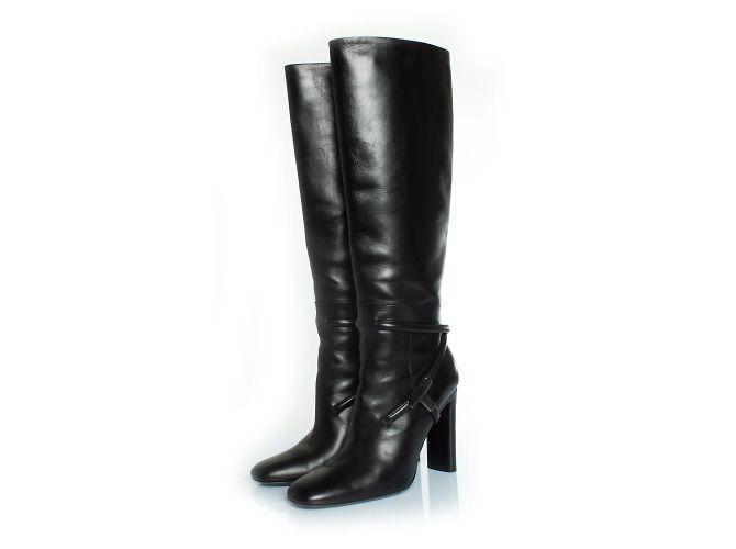Botas de couro Tom Ford com tira em T Preto