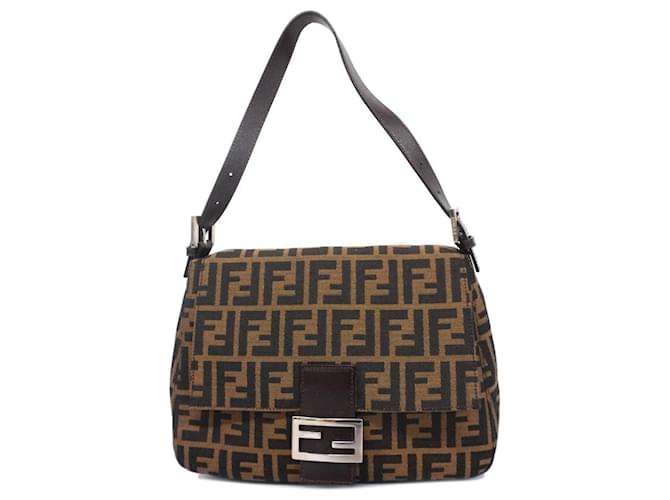 Sac à main en toile nylon Zucca de Fendi Marron  ref.1548005