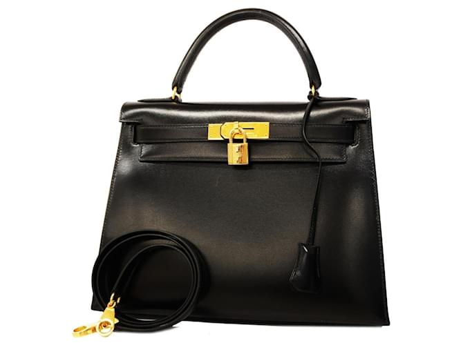 Hermès Sac à main Hermes Kelly 28 Veau façon poulain Noir  ref.1548008