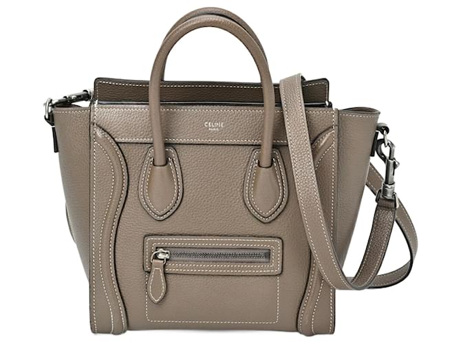Celine Celine Luggage Nano Handbag Grey Leather ref.1548028 Joli Closet