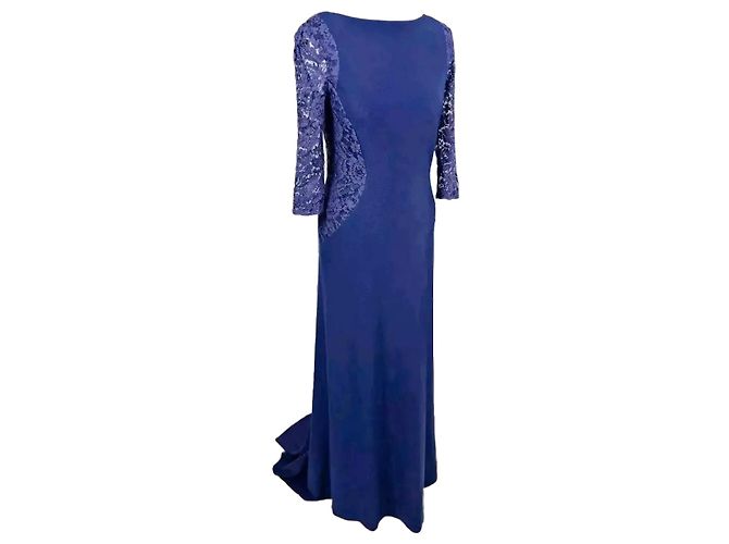 Vera Wang Royal blue evening robe with lace inserts