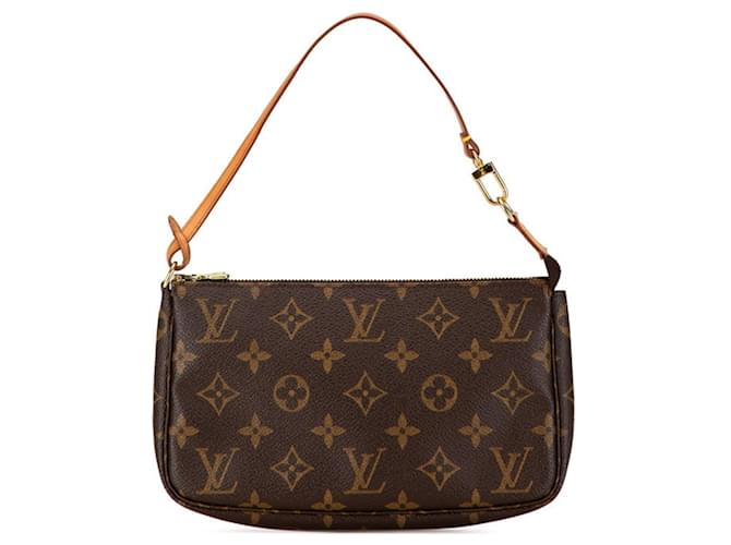 Louis Vuitton Monogram Pochette Accessory Pouch Brown Leather Plastic  ref.1548156