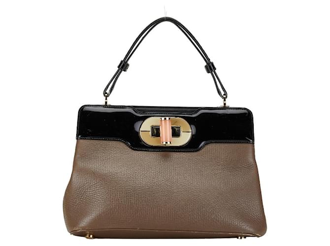 Bulgari Bolso Bvlgari Isabella Rossellini Negro Beige Cuero  ref.1548157