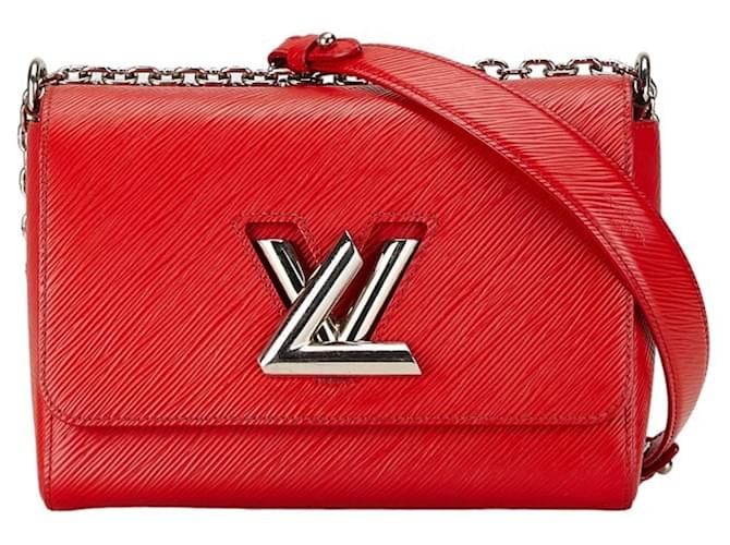 Bolso de hombro Epi Twist MM con cadena Louis Vuitton Roja Cuero  ref.1548159