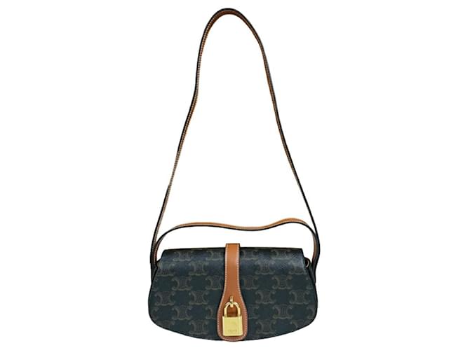 Céline Bolsa de Ombro Celine Triomphe Marrom Lona  ref.1548168