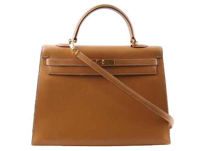 Hermès Sac à main Kelly 35 en cuir Beige  ref.1548197