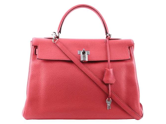 Hermès Sac à main Kelly 35 en cuir Rose  ref.1548199