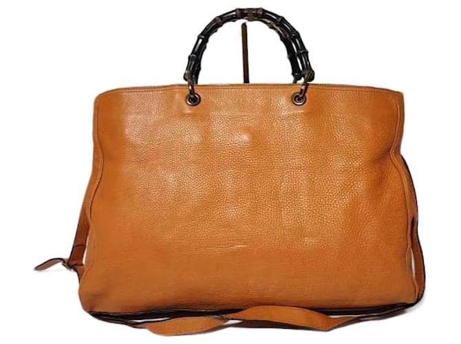 Borsa grande a mano Gucci Bamboo Shopper arancione Pelle  ref.1548299