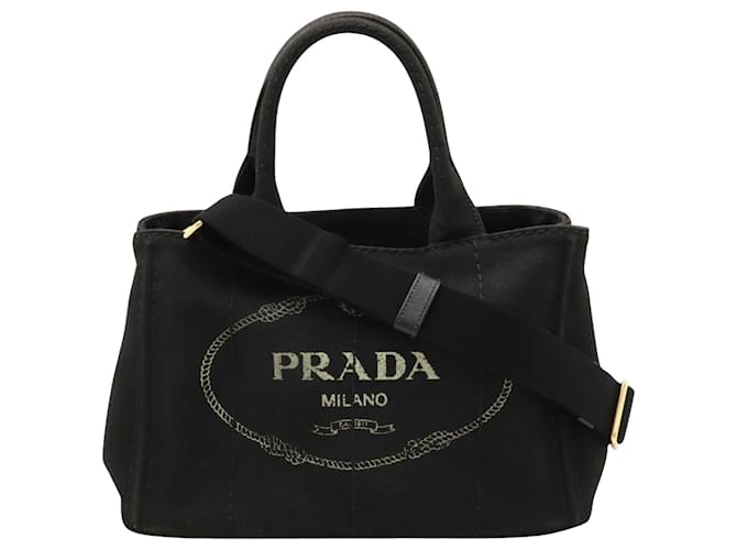 Tote Prada Canapa Schwarz Leinwand  ref.1548871