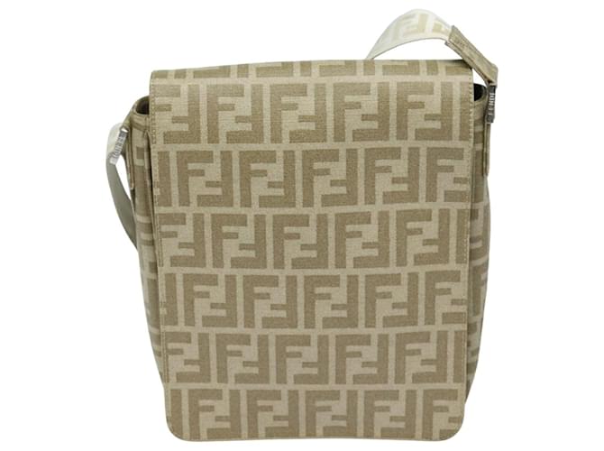 Fendi Zucca Bege Lona  ref.1548881