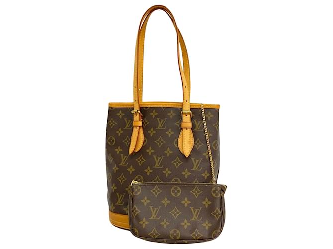 Bucket PM Louis Vuitton Braun Leinwand  ref.1549048