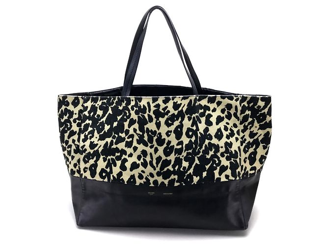 Cabas Céline Bolsa tote horizontal de onça CELINE Preto Bege