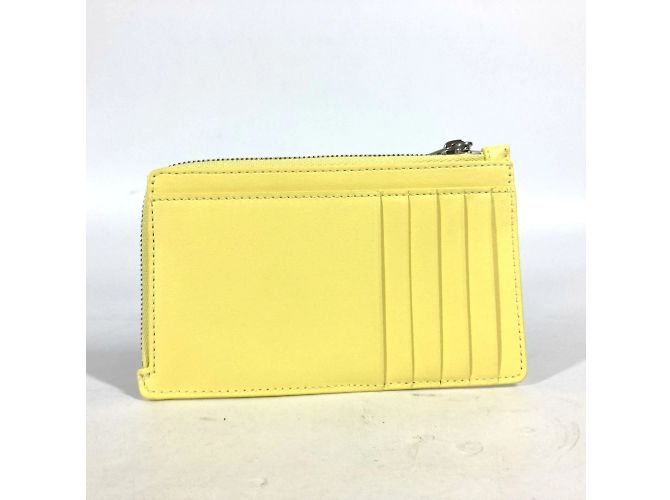 Everyday Monedero de cuero amarillo Balenciaga