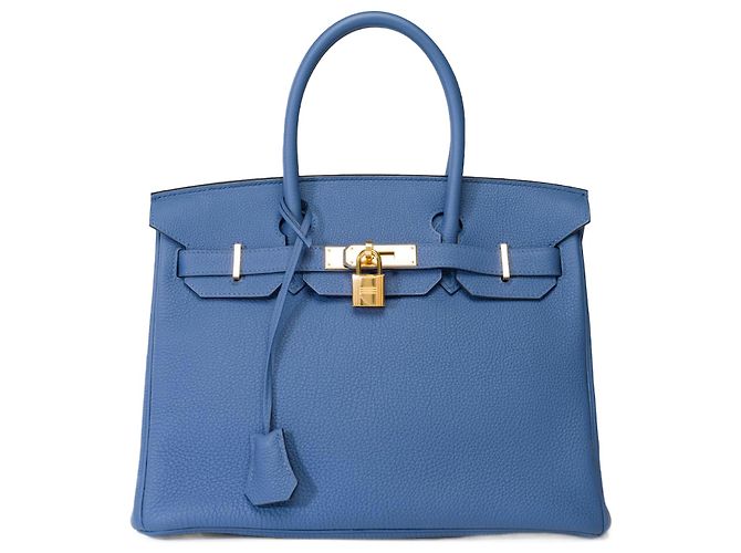 Hermès HERMES Birkin 30 Bag in Blue Leather - 102013
