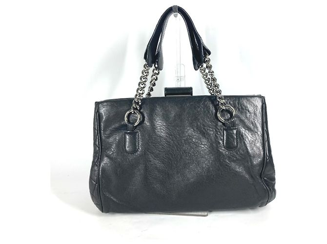 Bolsa de ombro Chanel CC Coco Mark W com corrente Preto