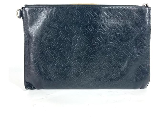 Burberry TB Pouch Bag Clutch Black Leather  ref.1549653