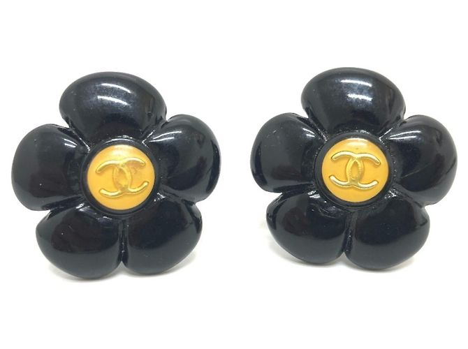 Orecchini a clip Coco Mark Flower neri Chanel 96P Nero D'oro