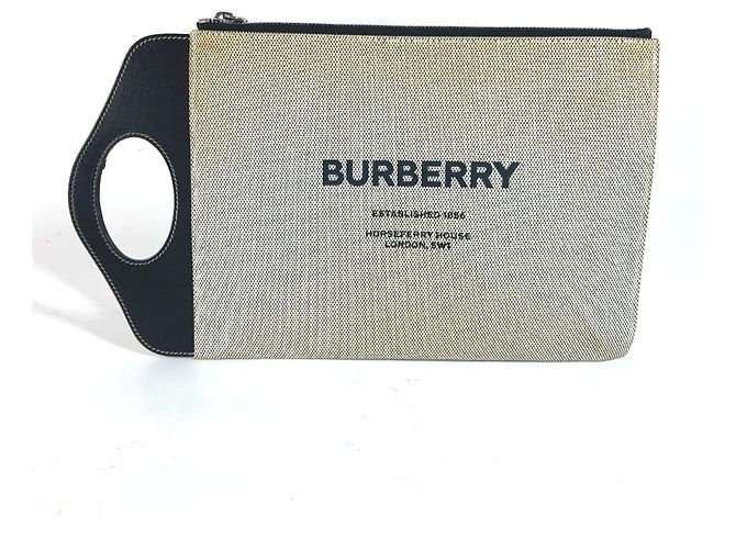 Bolsa de mão em lona e couro Burberry Marrom Preto