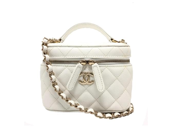 Chanel Caviar Skin Vanity Bag White Leather  ref.1549769