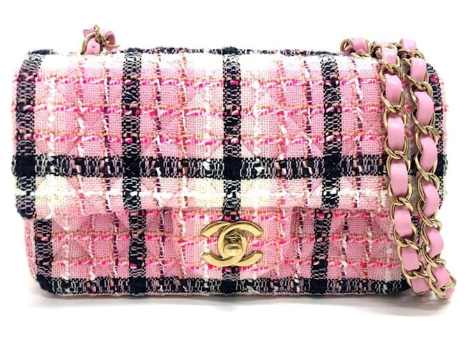 ショルダーバッグ・ポシェット × ヴィンテージ(中古) Chanel Tweed New Mini Crossbody Bag A69900 CHANEL Mini Matelasse Chain Shoulder Bag Denim Tweed Blue