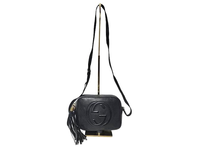 GUCCI Pebbled Calfskin Small Soho Disco Bag Black Leather ref