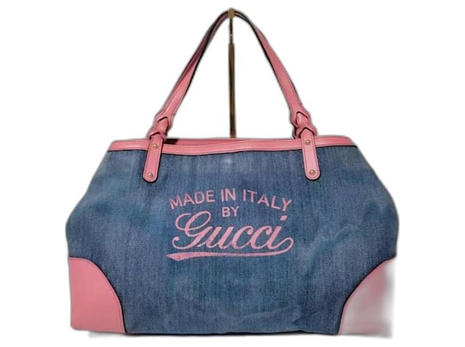 Sac fourre-tout en denim Gucci Craft Jean Rose  ref.1549829