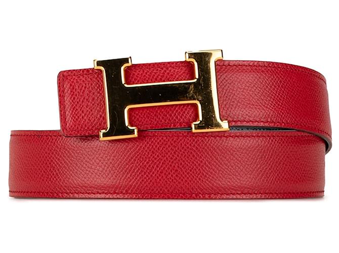 Cinturón reversible Hermès Constance rojo Roja Cuero  ref.1549900