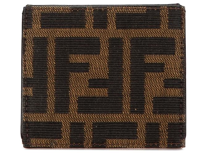 Braune Fendi Zucca Canvas Münztasche Leinwand  ref.1549947