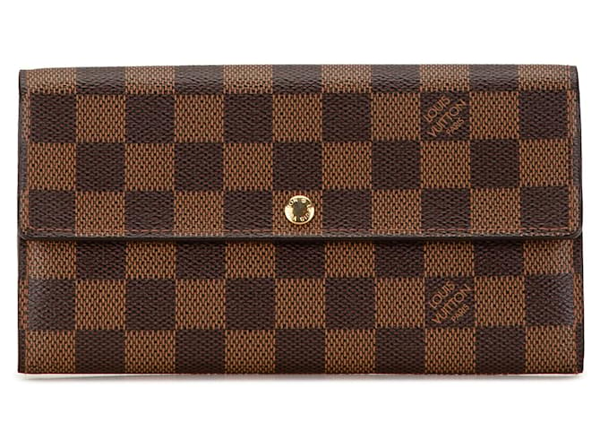 Brown Louis Vuitton Damier Ebene Sarah Wallet Cloth  ref.1549956